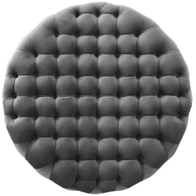 Amour Tufted Button Large Round Performance Velvet Ottoman