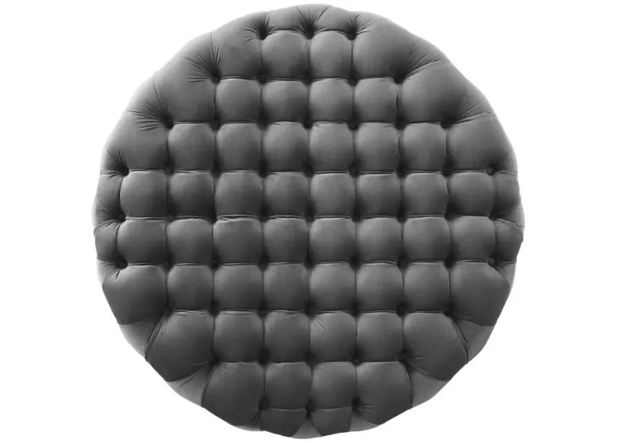 Amour Tufted Button Large Round Performance Velvet Ottoman