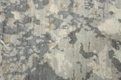 Impressions Gray Abstract NZ Wool/Tencel Blend 2'6" x 8' Runner Rug