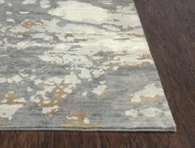 Impressions Gray Abstract NZ Wool/Tencel Blend 2'6" x 8' Runner Rug