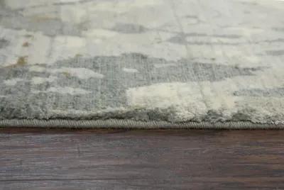 Impressions Gray Abstract NZ Wool/Tencel Blend 2'6" x 8' Runner Rug