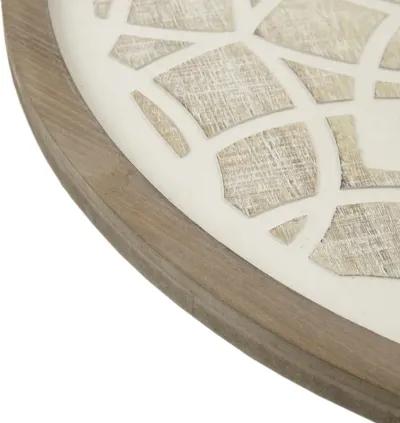 Madison Park Leah Natural/White Round Two-tone Medallion Wall Decor