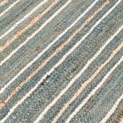 Del Mar 2.6'x8' Jute Blend Handwoven Sustainable Blue Accent Rug Runner