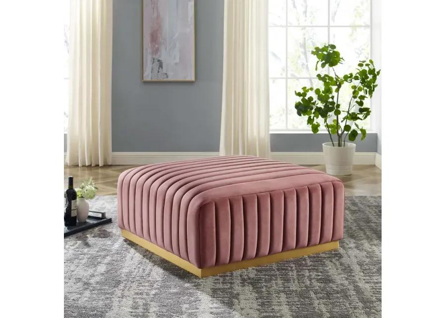 Conjure Channel Tufted Performance Velvet Ottoman