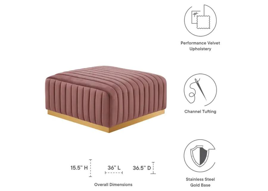 Conjure Channel Tufted Performance Velvet Ottoman