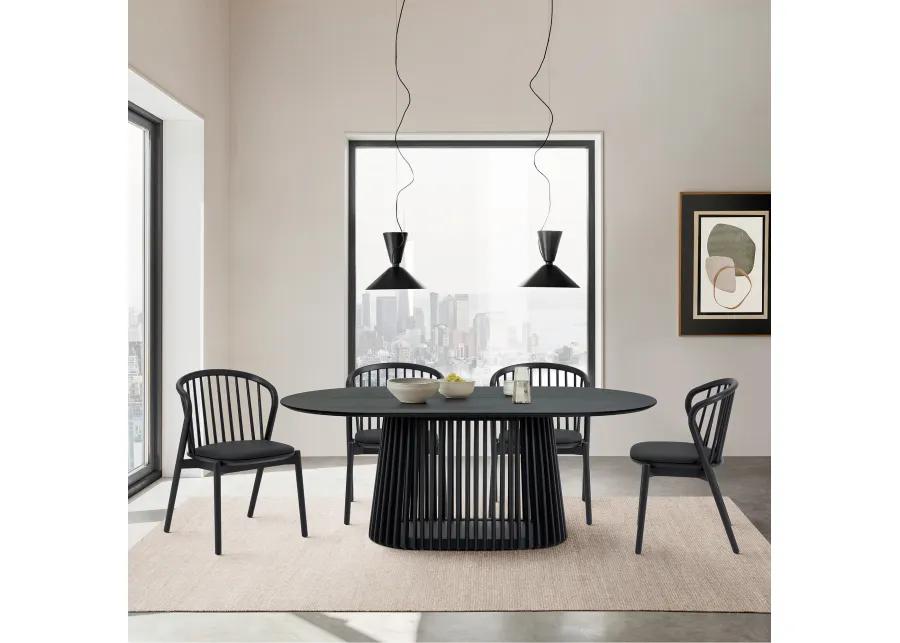 Pasadena Echo 5 Piece Oval Dining Set in Black Oak Finish with Black Faux Leather