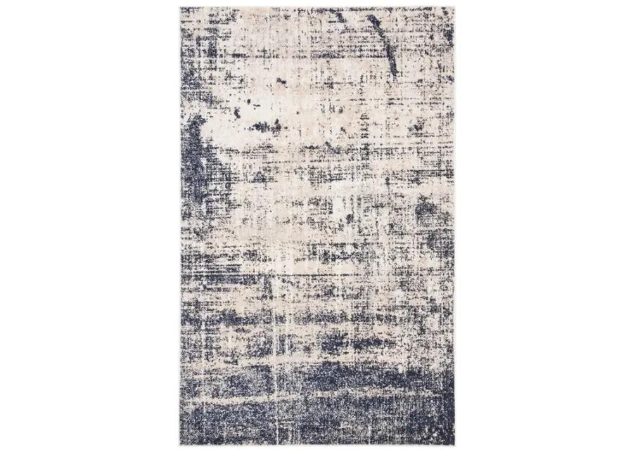 ADIRONDACK Contemporary Gold / Navy 6' X 6' Square Powerloomed Rug