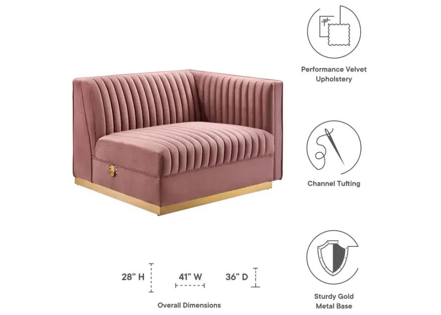 Sanguine Channel Tufted Performance Velvet Modular Sectional Sofa Right-Arm Chair