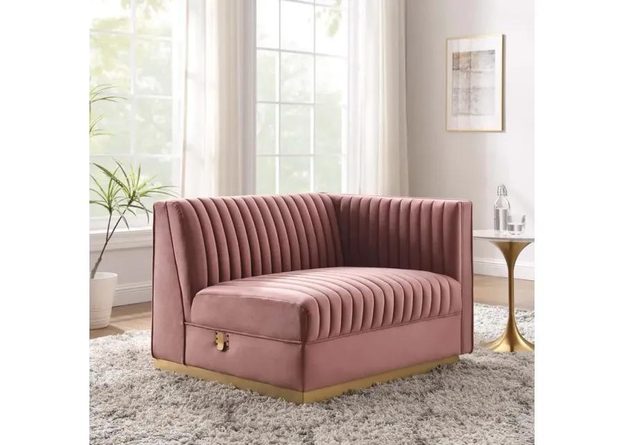 Sanguine Channel Tufted Performance Velvet Modular Sectional Sofa Right-Arm Chair