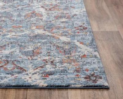 Ovation Blue/Beige distressed/classical N Z wool 10' x 13' Rectangle Rug