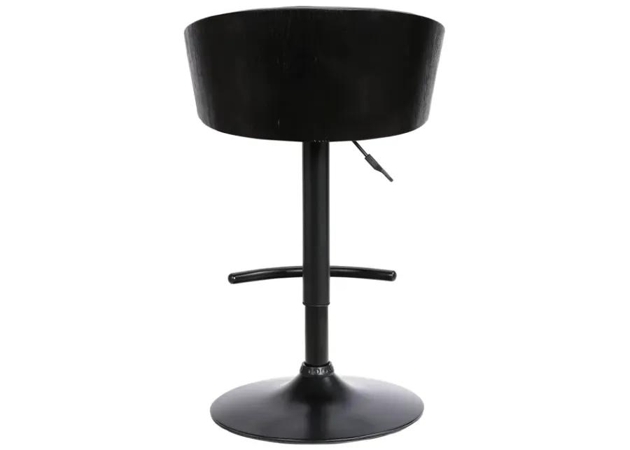 Montego Adjustable Black Faux Leather Swivel Barstool in Black Powder Coated Finish