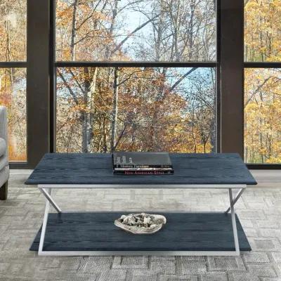 Westlake Black Veneer Coffee Table with Brushed Stainless Steel Frame