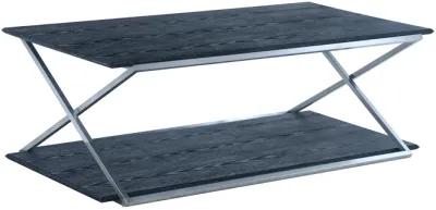 Westlake Black Veneer Coffee Table with Brushed Stainless Steel Frame