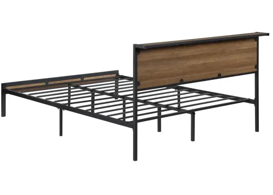 Ricky Queen Platform Bed Light Oak and Black