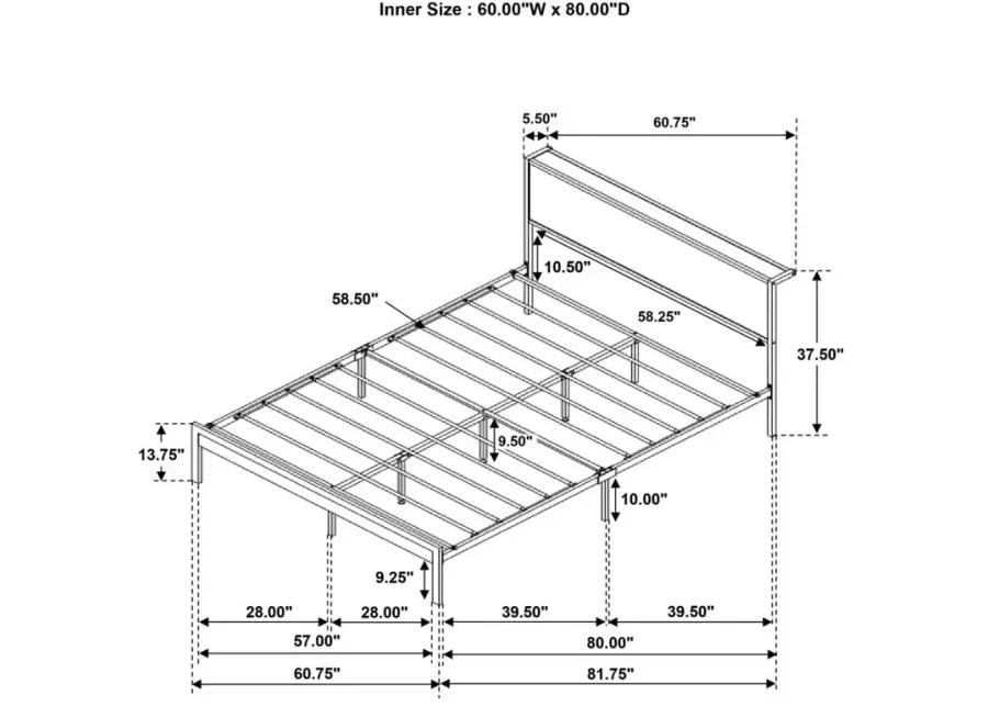 Ricky Queen Platform Bed Light Oak and Black