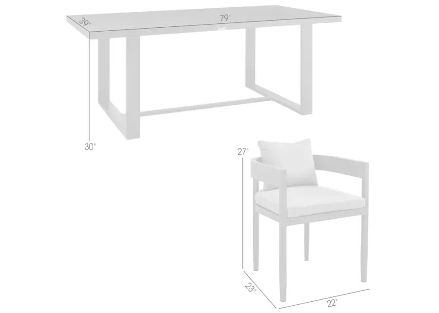 Argiope Outdoor Patio 5-Piece Dining Table Set in Aluminum with Gray Cushions