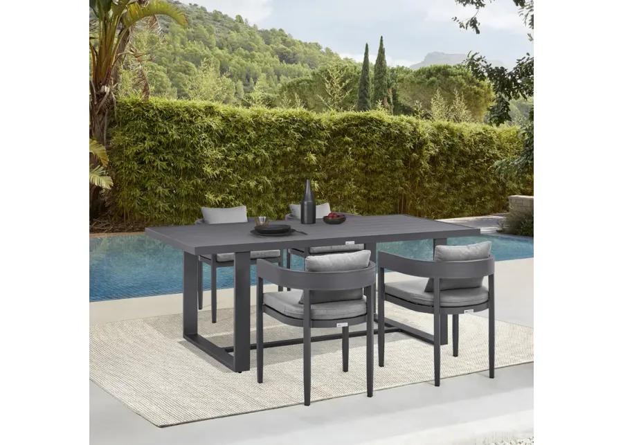 Argiope Outdoor Patio 5-Piece Dining Table Set in Aluminum with Gray Cushions