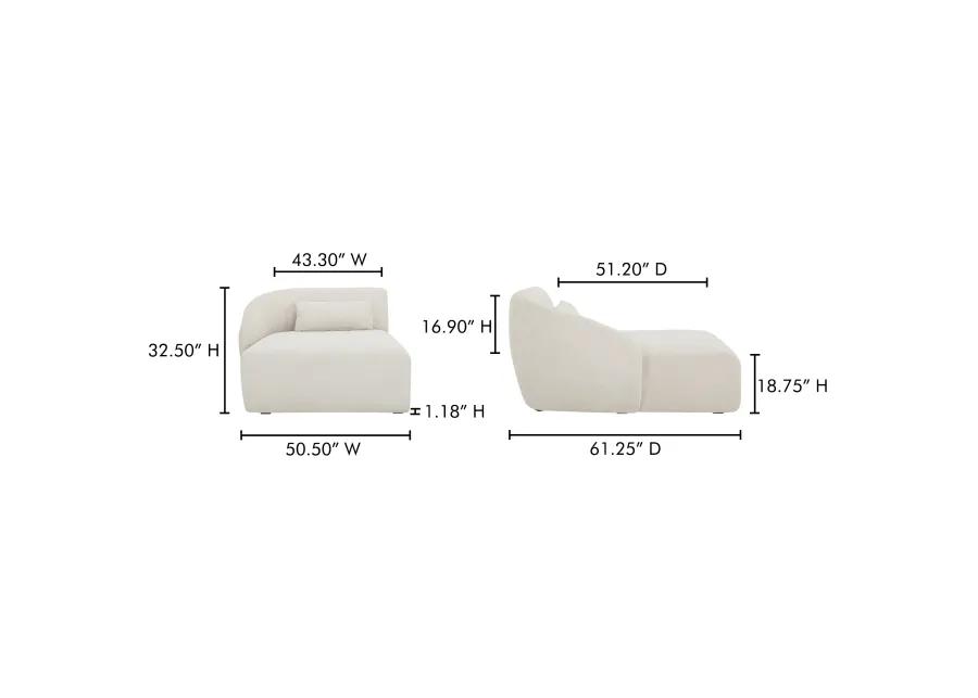 Amelia Left Arm Facing Chaise Warm White