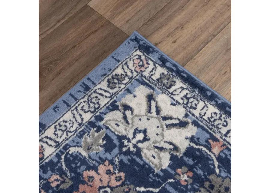 Marquise Blue  Polypropylene  2'6"x7'3" Runner Rug