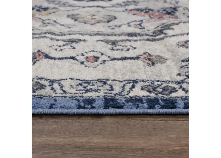 Marquise Blue  Polypropylene  2'6"x7'3" Runner Rug