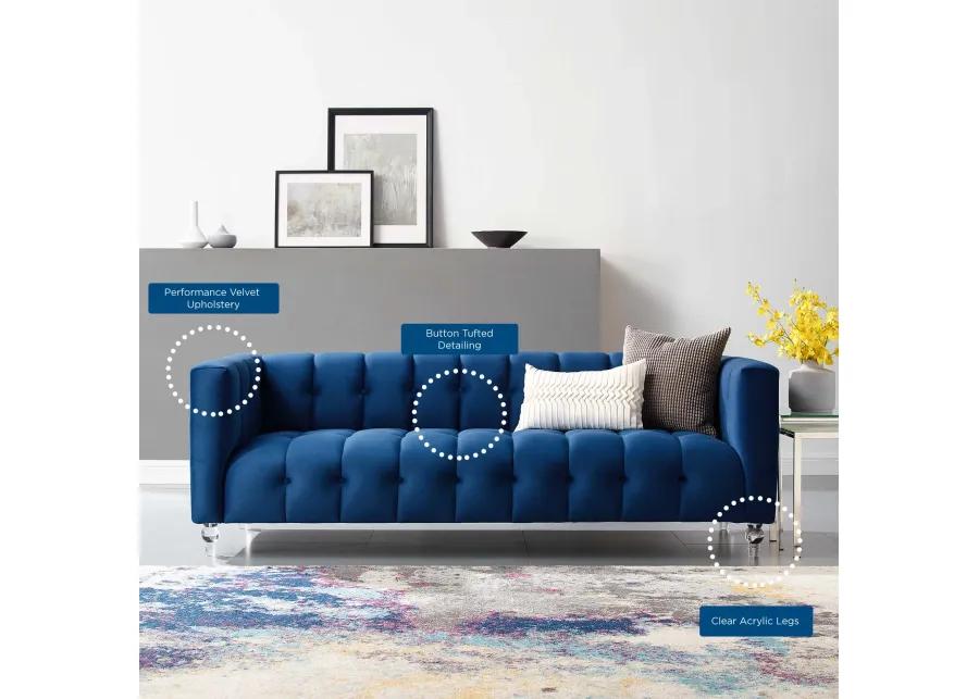 Mesmer Channel Tufted Button Performance Velvet Sofa