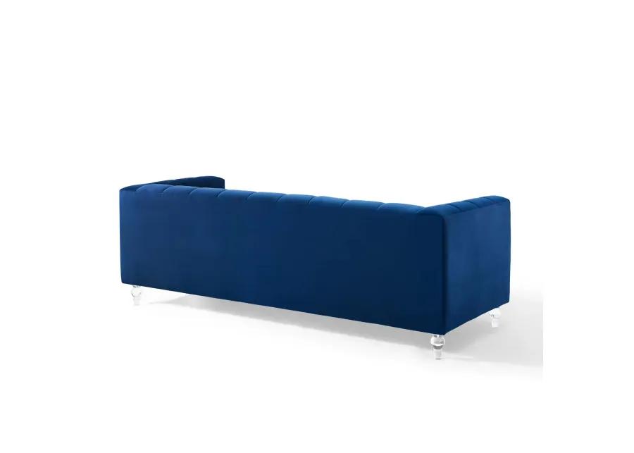 Mesmer Channel Tufted Button Performance Velvet Sofa