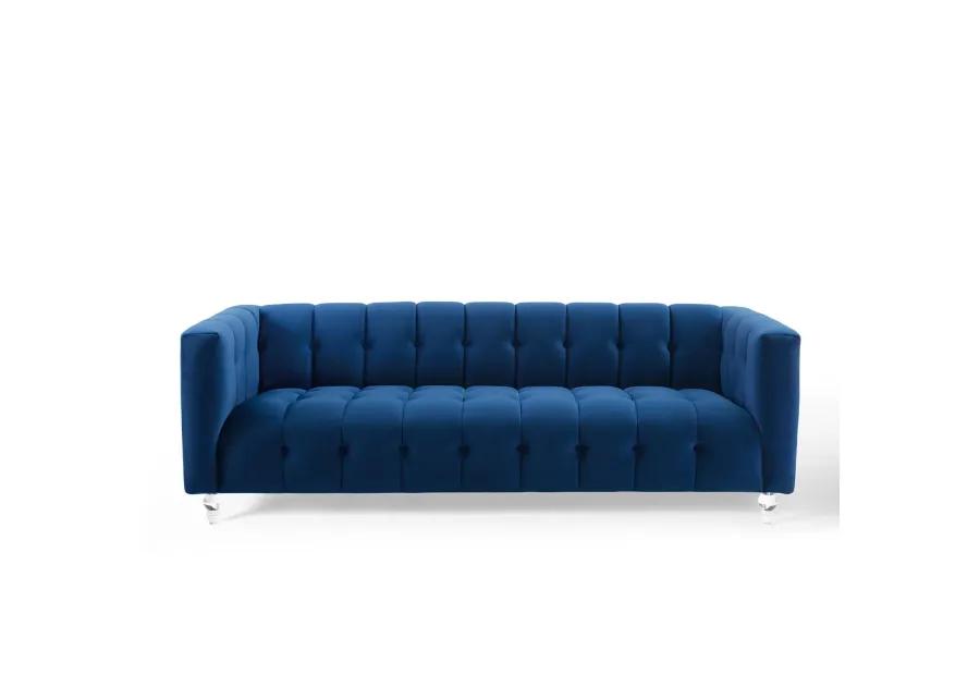 Mesmer Channel Tufted Button Performance Velvet Sofa