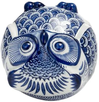 Cer, 5"h Chinoiserie Owl, Blue/white