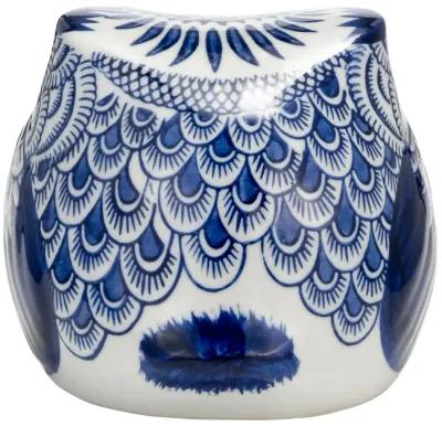 Cer, 5"h Chinoiserie Owl, Blue/white