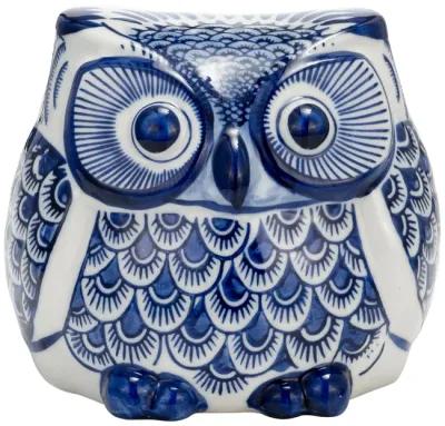 Cer, 5"h Chinoiserie Owl, Blue/white