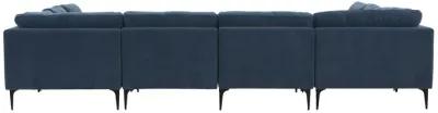 Serena Blue Velvet U-Sectional with Black Legs