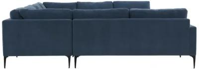 Serena Blue Velvet U-Sectional with Black Legs