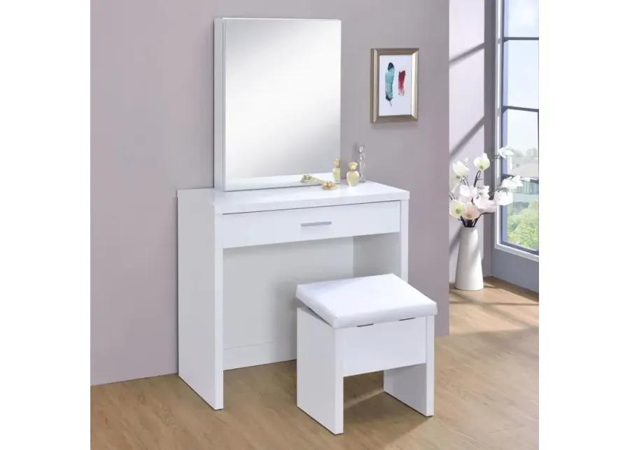 Karly 2-Piece Vanity Set with Lift-Top Stool White