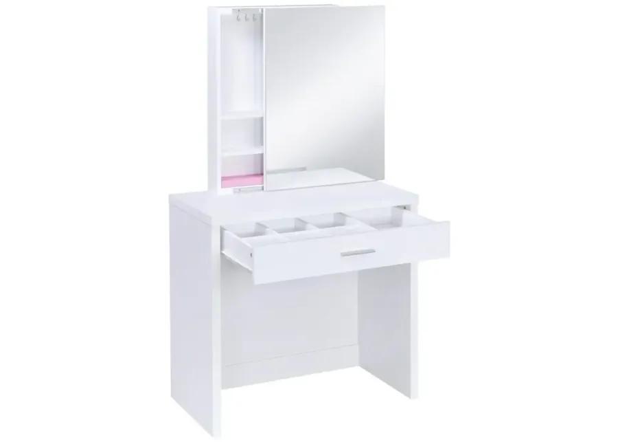 Karly 2-Piece Vanity Set with Lift-Top Stool White