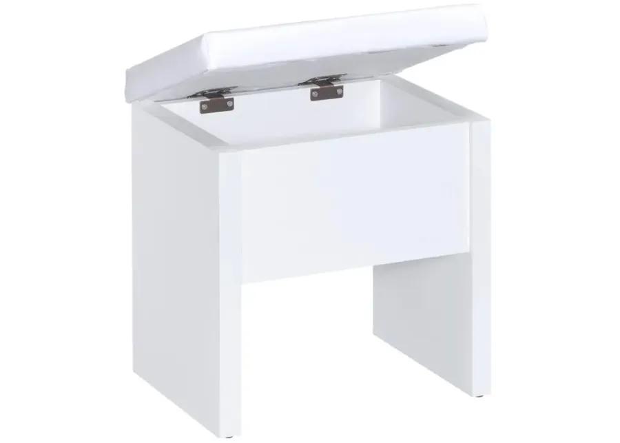 Karly 2-Piece Vanity Set with Lift-Top Stool White