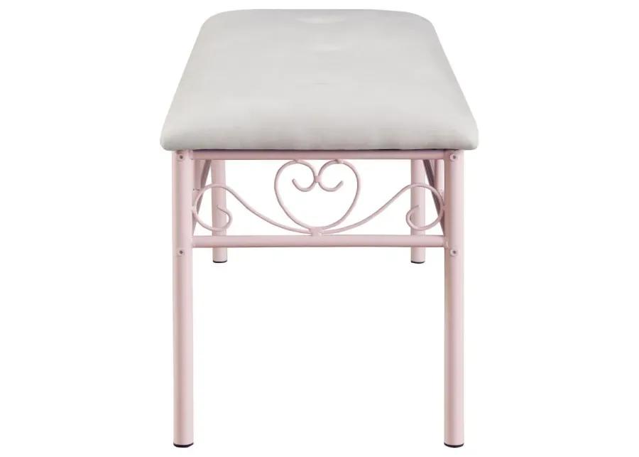 Massi Tufted Upholstered Bench Powder Pink