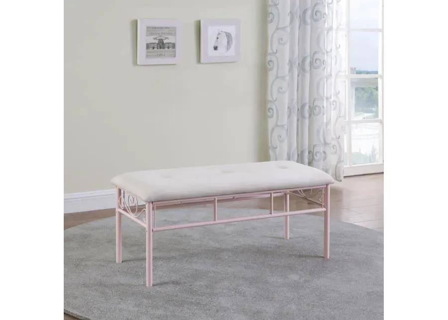 Massi Tufted Upholstered Bench Powder Pink