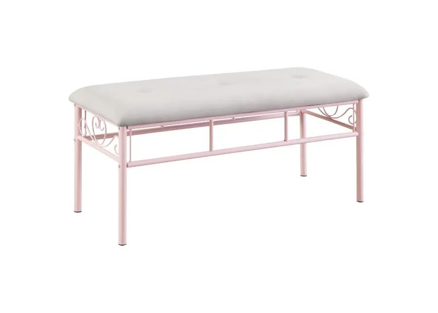 Massi Tufted Upholstered Bench Powder Pink