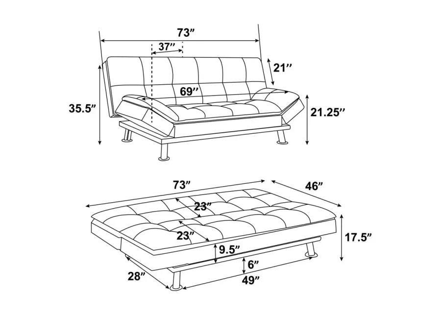 Dilleston Tufted Back Upholstered Sofa Bed Grey