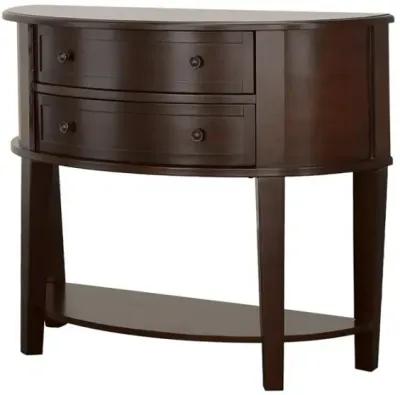 Diane 2-drawer Demilune Shape Console Table Cappuccino