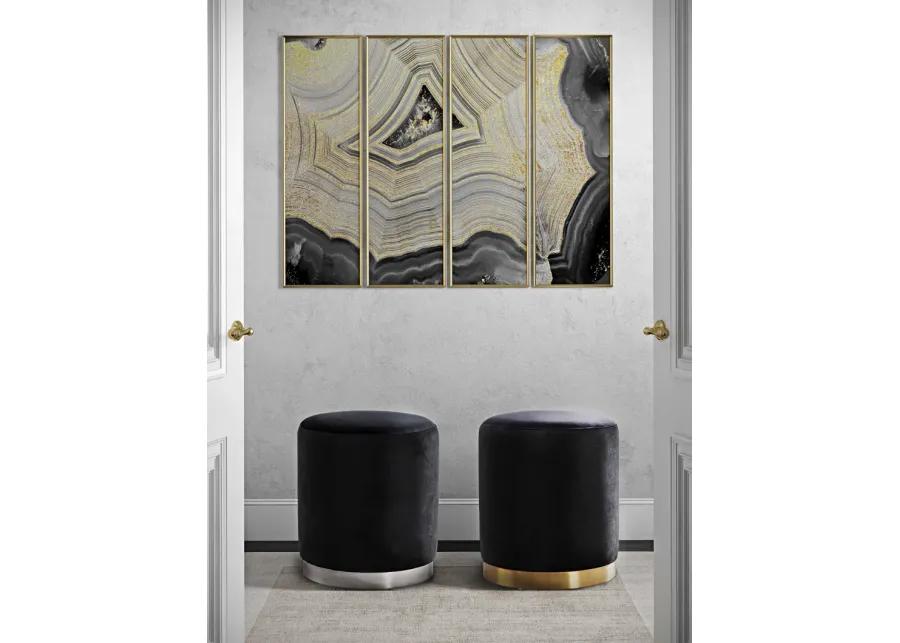 Opal Black Velvet Ottoman 