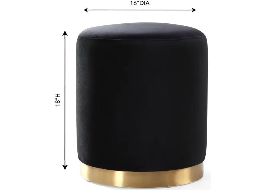 Opal Black Velvet Ottoman 