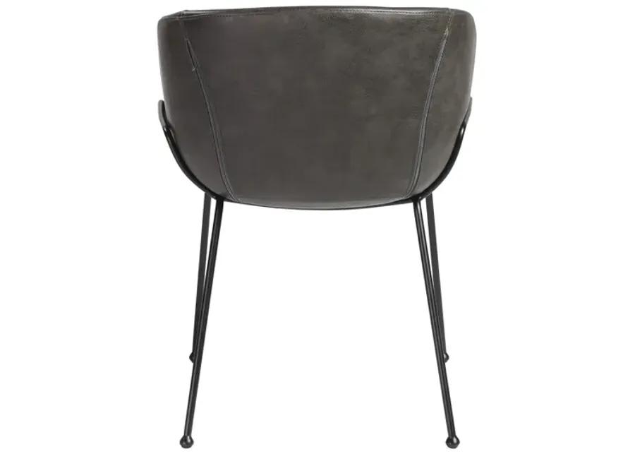 Zach Armchair with Dark Gray Leatherette and Matte Black Powder Coated Steel Frame and Legs - Set of 2