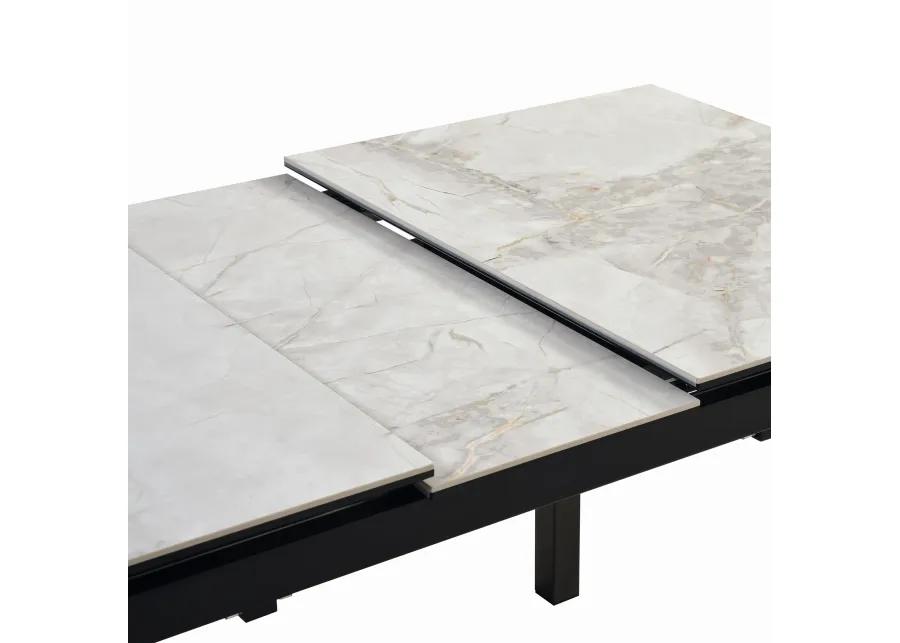 Giana Extendable Dining Table in Stone and Metal