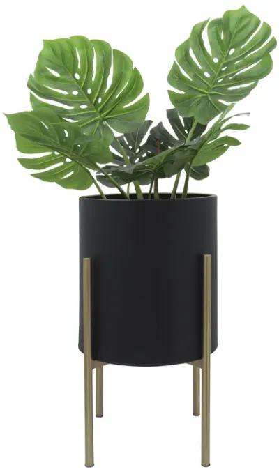 S/2 Planter On Metal Stand, Black/gld