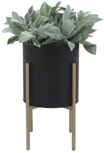 S/2 Planter On Metal Stand, Black/gld