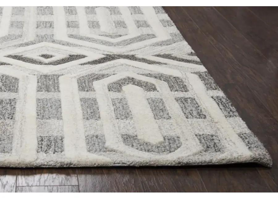 Suffolk Gray/Natural Geometric Wool 10' x 13' Rectangle Rug