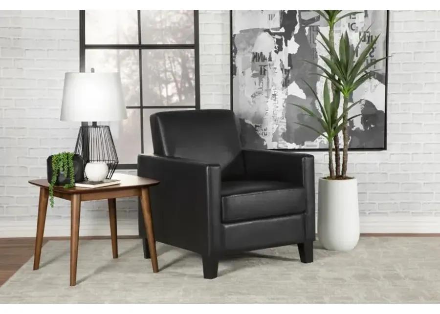 Julio Upholstered Accent Chair with Track Arms Black