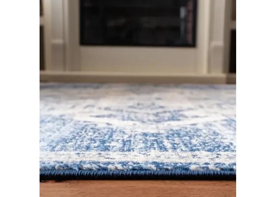 Brentwood 865 Ivory / Navy 2' X 22' Runner Powerloomed Rug