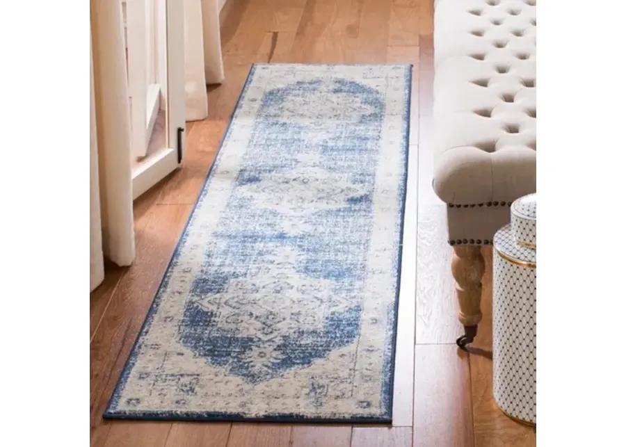 Brentwood 865 Ivory / Navy 2' X 22' Runner Powerloomed Rug